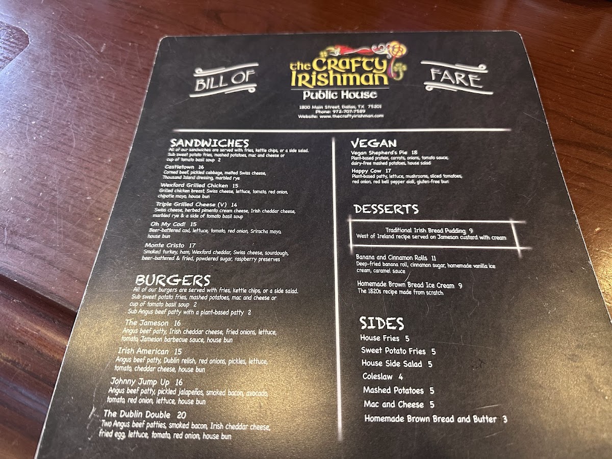 The Crafty Irishman Menu - Image 5