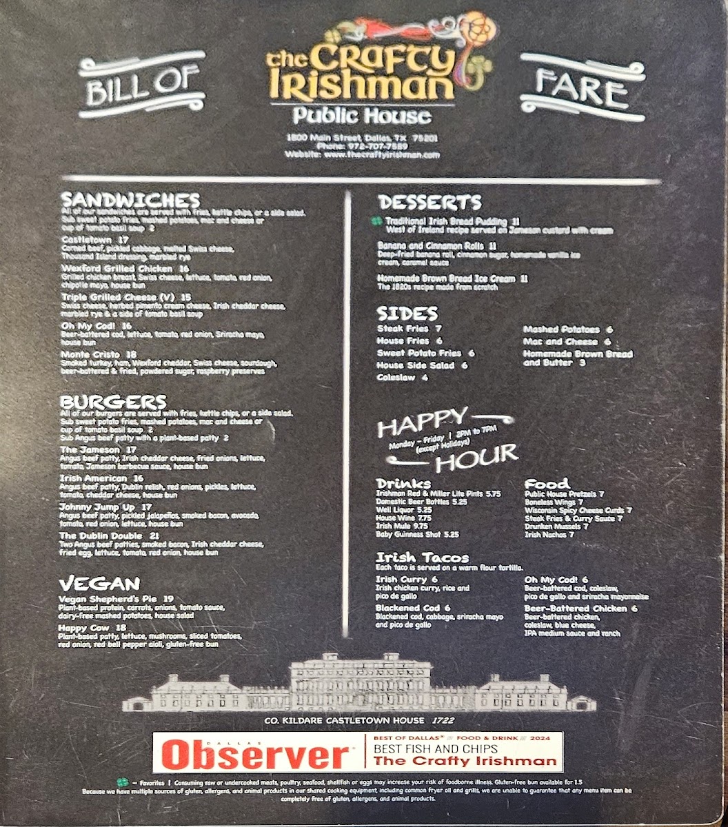 The Crafty Irishman Menu - Image 6
